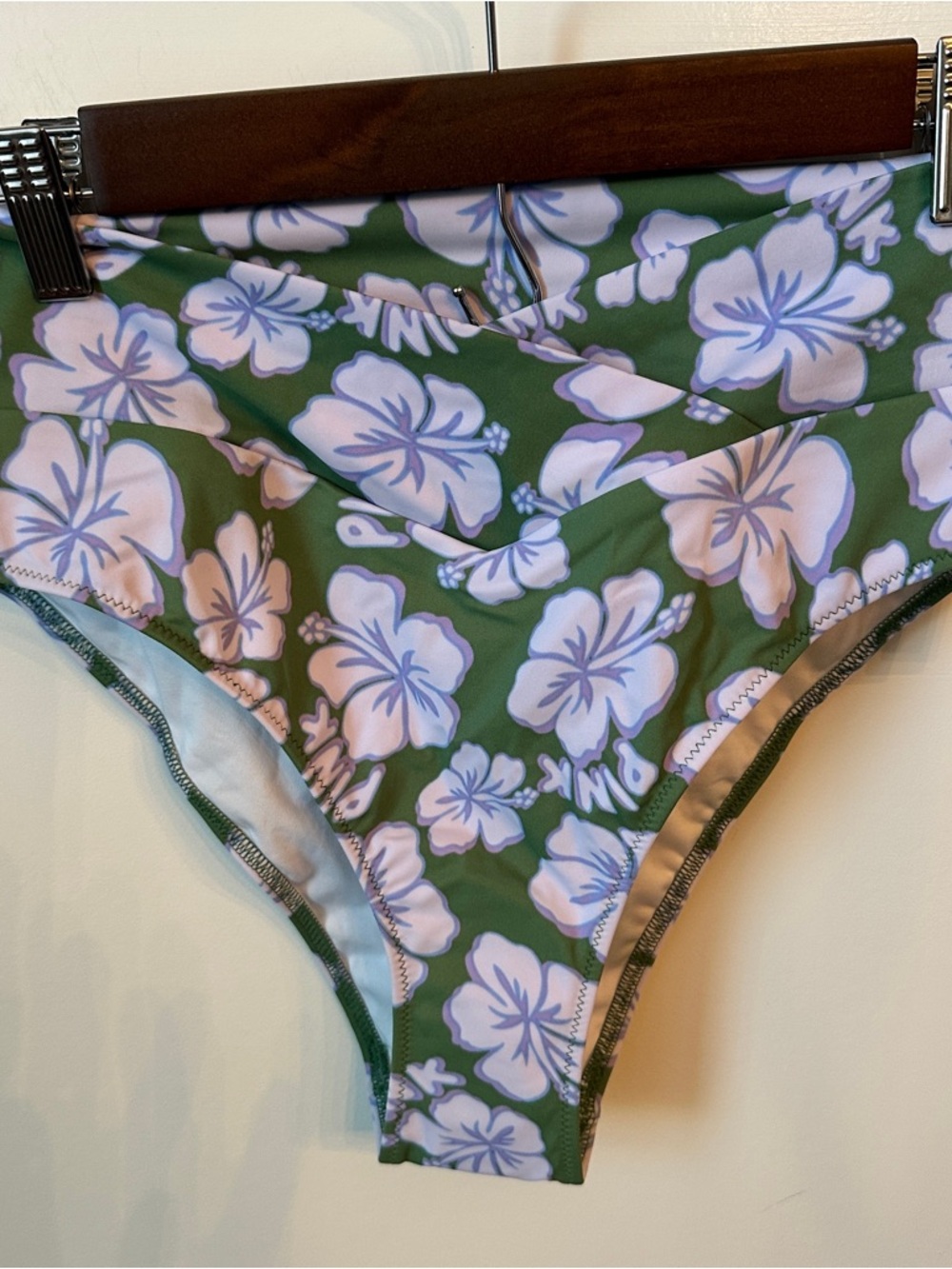 PINK Victoria's Secret Green Floral High-Waist Bikini Bottoms